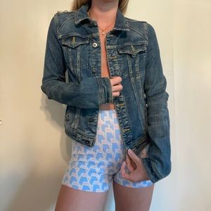 Anthropology cropped denim jacket